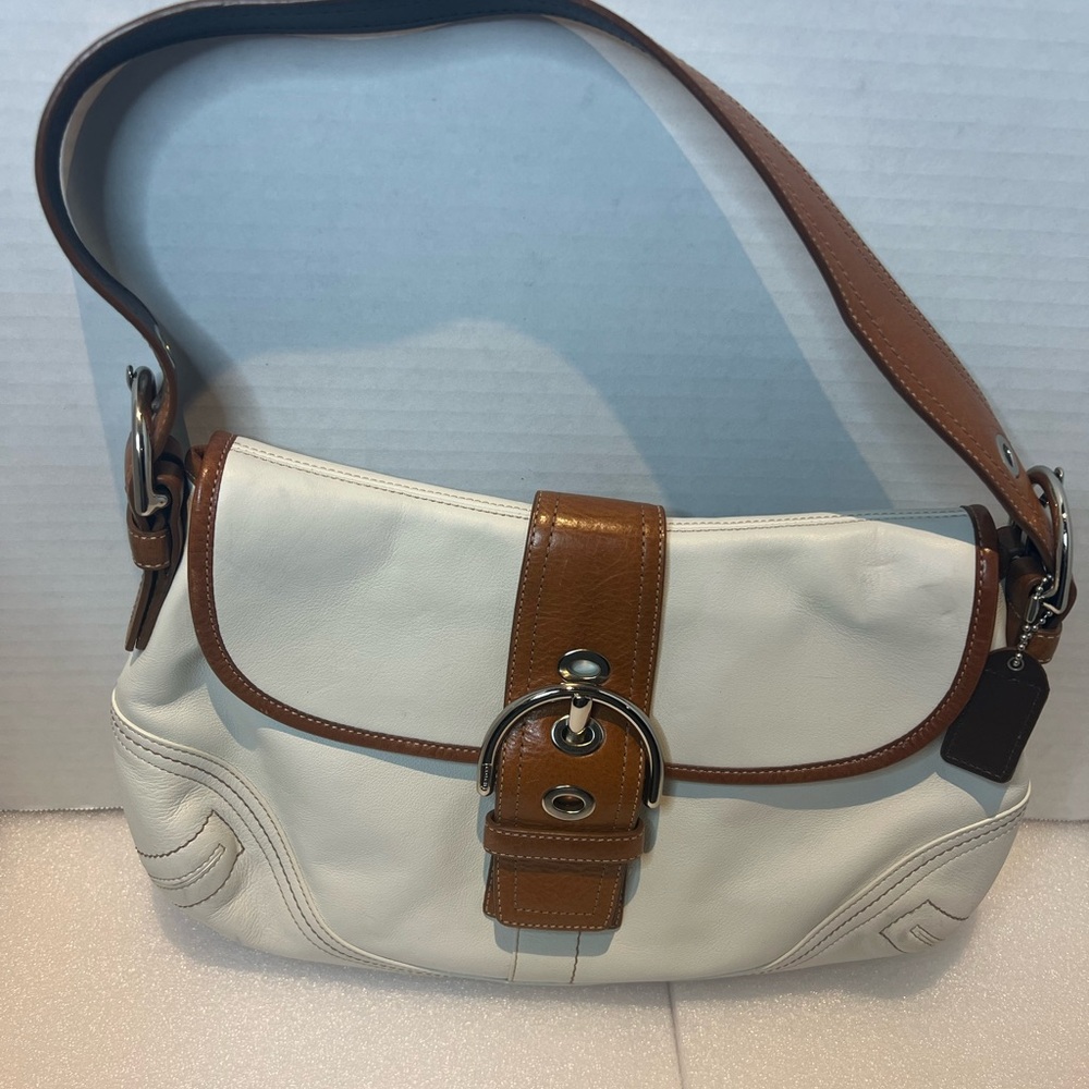 COACH Cream & brown Soho leather bag
